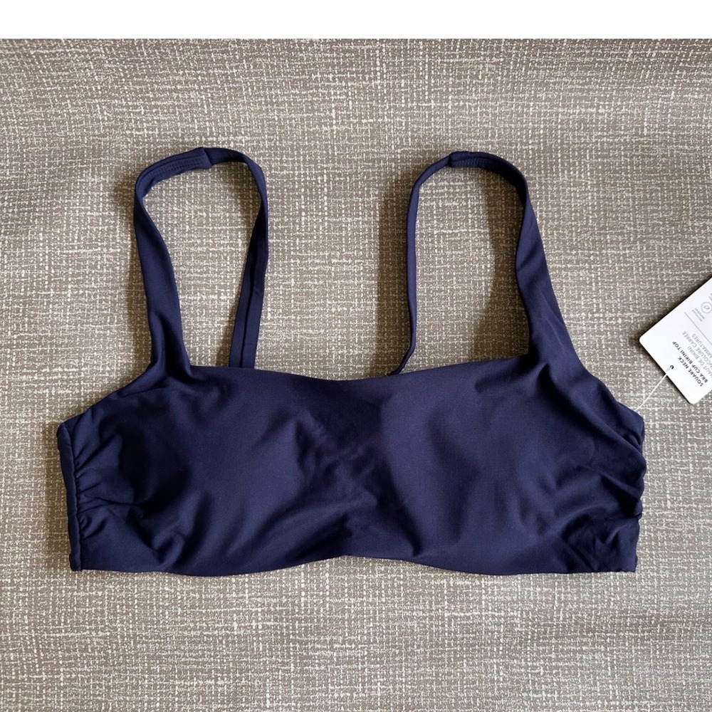 Athleta Square Neck Bra Cup Bikini Top Navy Blue Underwire 36B/C 531217